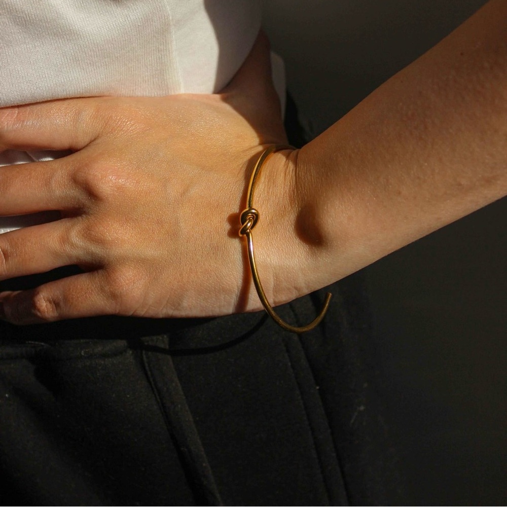 Shashi Gold Knot Bangle Bracelet - Picture 12 of 12